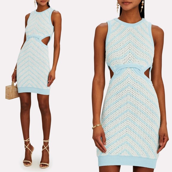 For Love and Lemons Corina Cut Out Mini Dress Blue (Flawed) - Picture 1 of 10